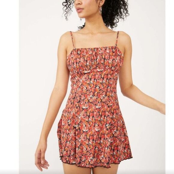 NWT Free People Jamie Strappy Printed Mini Dress / Rouge Combo - Picture 6 of 6